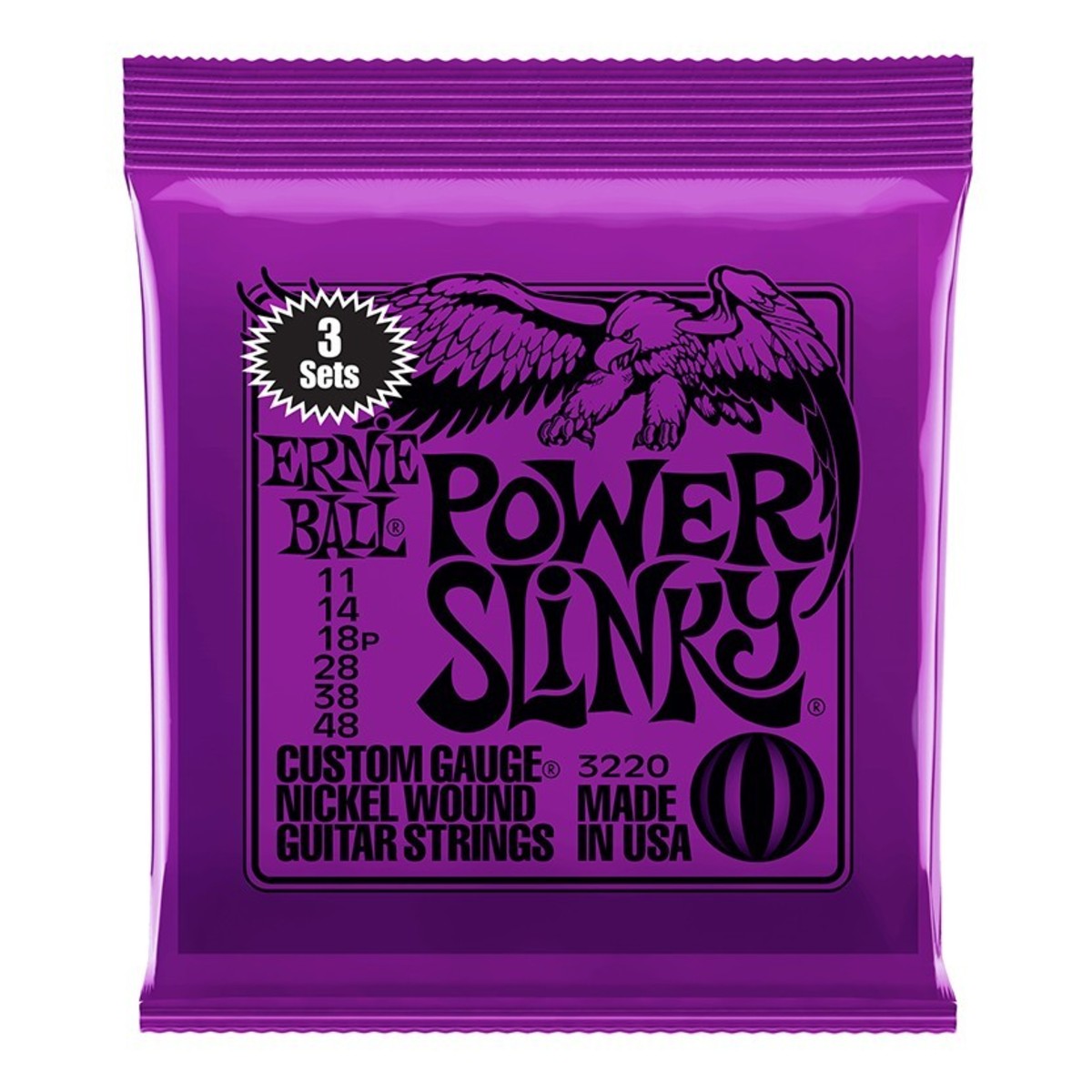 Ernie Ball 3220 Power Slinky Guitar Strings 3 Pack (11 - 48)