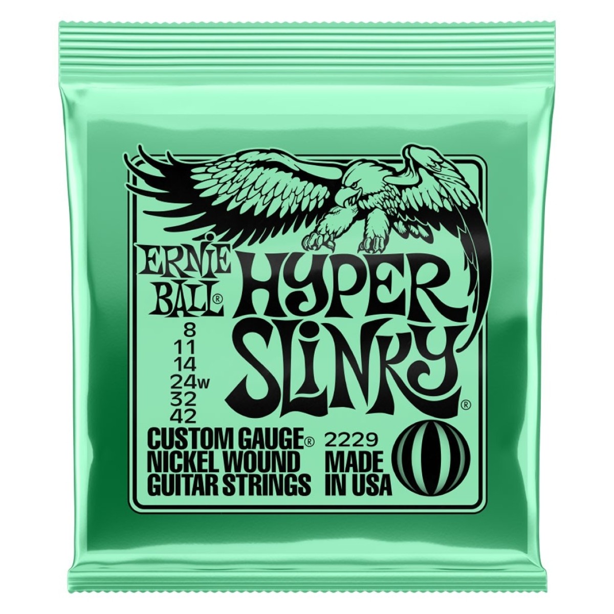 Ernie Ball Hyper Slinky 2229 Nickel Guitar Strings Set 8-42